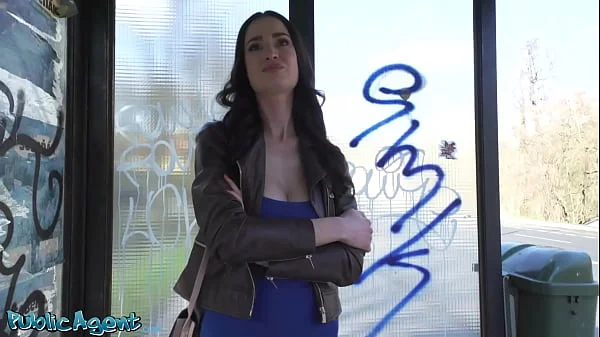 Public Agent - Busty brunette MILF gives her mouth and body to a fat cock after offer at a public bus stop