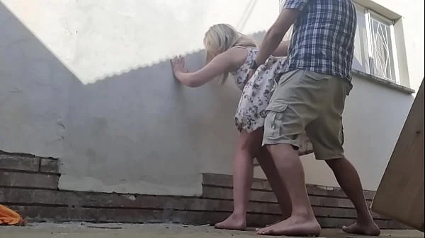 Fucking outdoor behind restroom area of bed and breakfast