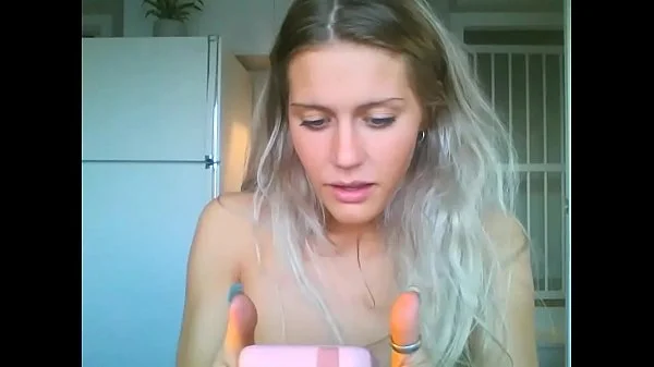 dumb blonde girl playing sexy on video haha