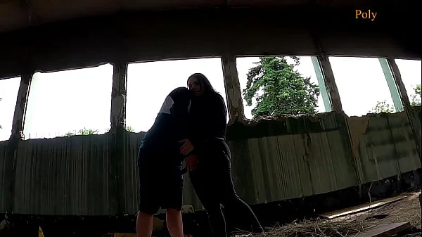 Blogger girl fucked a guy in a abandoned place (pegging, cum on tits)